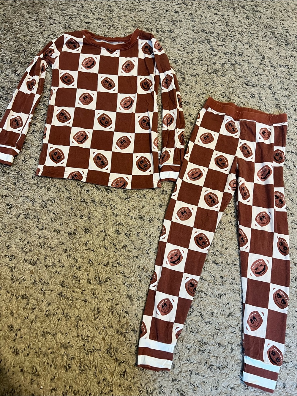 Fletch 2T Bamboo Checker Football Pajama Set